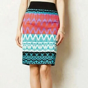Plenty by Tracy Reese Patterned Teal Pencil Skirt Size 0